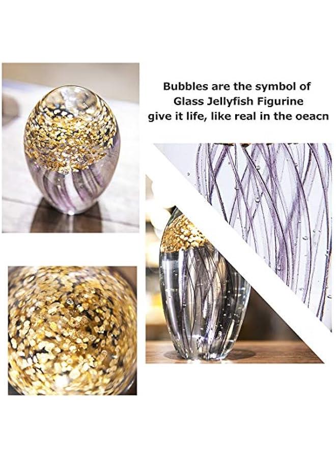 Hand Blown Art Glass Figurine Crystal Jellyfish Paperweight for Home Decor Handmade Sea Animals Collection Ornaments for Office Desk - Image 4